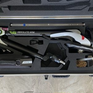 The Hexagon Absolute Arm 8325-7 is a 7-axis portable coordinate measuring machine (CMM) featuring a 2.5-meter (9.8 ft) measurement range and entry-level 83-series accuracy. Paired with the removable RS5 Laser Scanner, it provides high-speed 3D surface scanning and tactile probing.