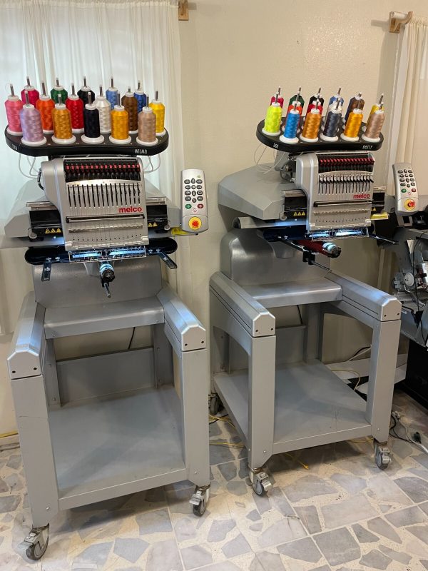 Two Melco EMT16 Embroidery Machines